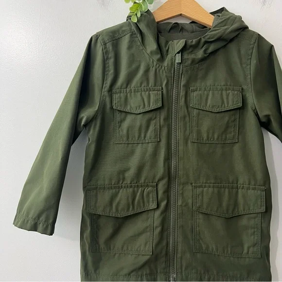 Old Navy Toddler Boy Army Green Zip Up Hooded Light Jacket - Picture 2 of 6